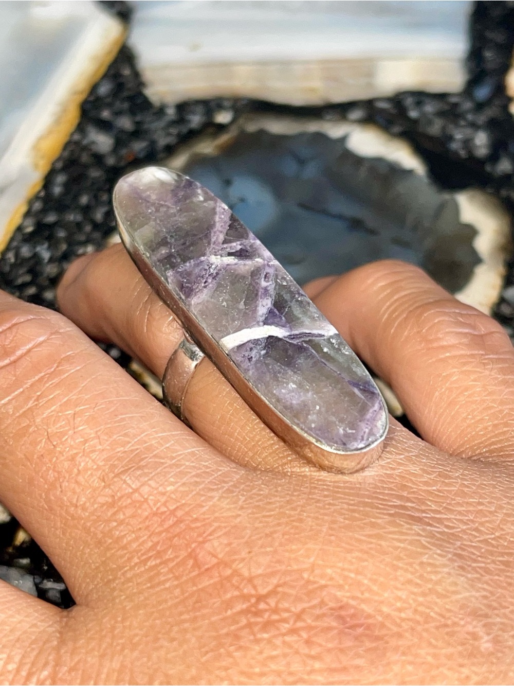 Translucent Purple  Opalized Fluorite Ring Size 7 1/4”